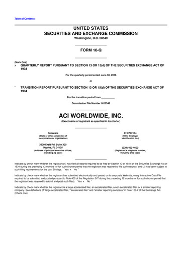 Thumbnail ACI Worldwide
 10-Q Quarterly Report FY2016 