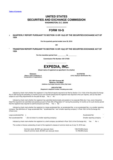 Vorschaubild Expedia Group 10-Q Quartalsbericht 2016 
