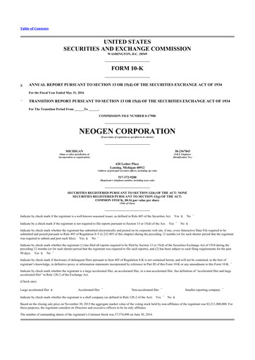 Thumbnail Neogen 10-K Annual Report 2016