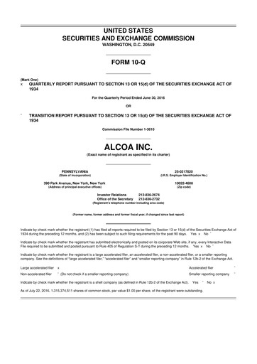 Thumbnail Howmet Aerospace
 10-Q Quarterly Report FY2016 