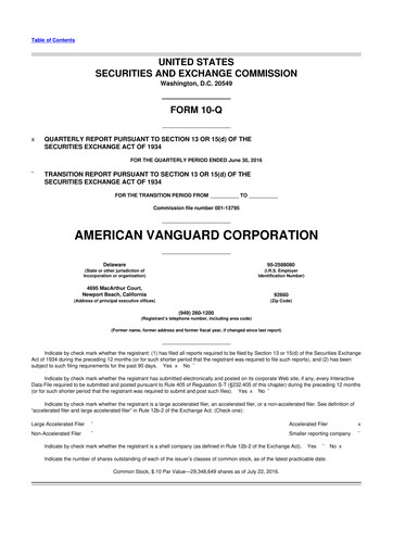 Thumbnail American Vanguard 10-Q Quarterly Report FY 
