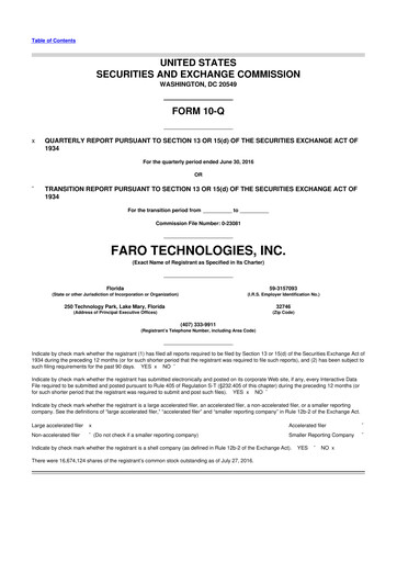 Thumbnail Faro Technologies
 10-Q Quarterly Report FY2016 