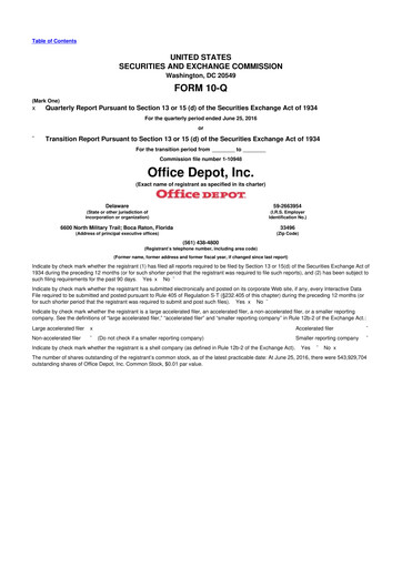 Thumbnail The ODP Corporation
 10-Q Quarterly Report FY2016 