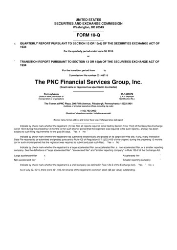 Thumbnail PNC Financial Services 10-Q Quarterly Report FY2016 