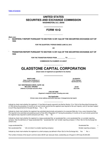 Thumbnail Gladstone Capital Corporation 10-Q Quarterly Report FY 