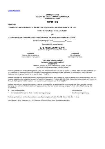 Thumbnail BJ's Restaurants
 10-Q Quarterly Report FY2016 