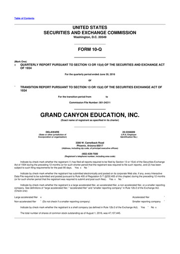 Thumbnail Grand Canyon Education 10-Q Quarterly Report FY2016 