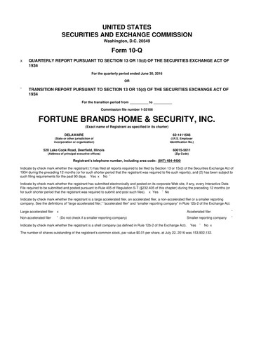 Vorschaubild Fortune Brands Innovations 10-Q Quartalsbericht 2016 