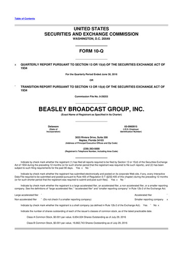 Thumbnail Beasley Broadcast Group
 10-Q Quarterly Report FY2016 