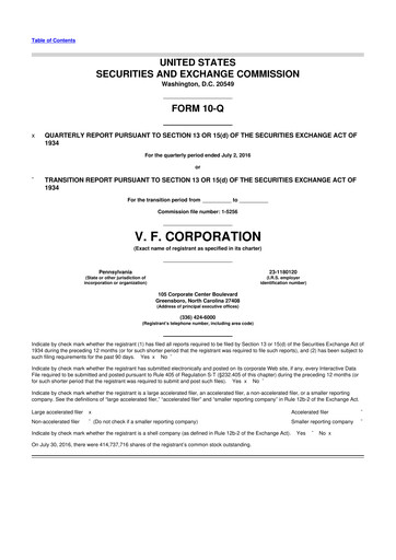 Thumbnail VF Corporation 10-Q Quarterly Report FY2016 