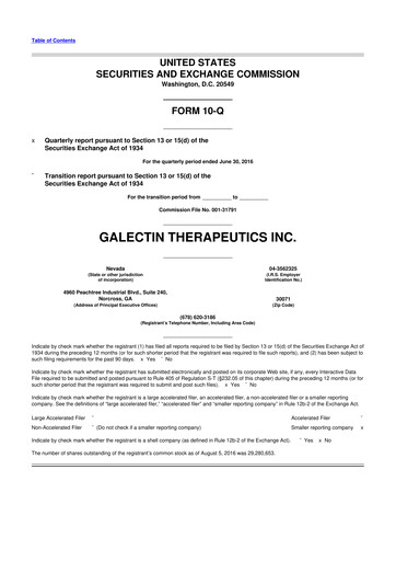 Vorschaubild Galectin Therapeutics 10-Q Quartalsbericht 2016 