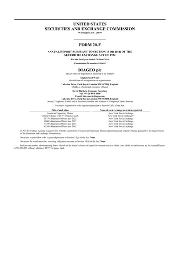 Thumbnail Diageo 20-F Annual Report 