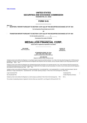 Thumbnail Medallion Financial Corp. 10-Q Quarterly Report FY 
