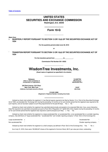Vorschaubild WisdomTree
 10-Q Quartalsbericht 2016 