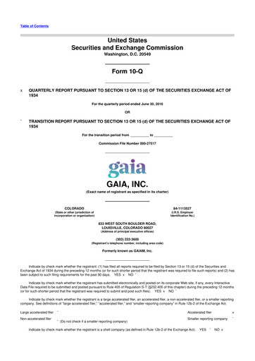Thumbnail Gaia 10-Q Quarterly Report FY 