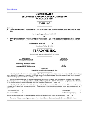 Thumbnail Teradyne 10-Q Quarterly Report FY2016 