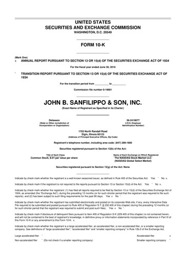 Thumbnail John B. Sanfilippo & Son 10-K Annual Report 2016