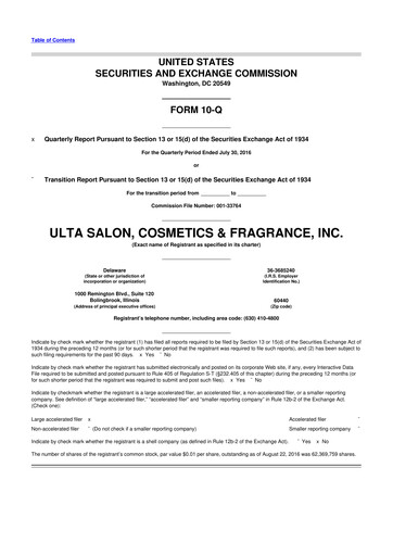 Thumbnail ULTA Beauty
 10-Q Quarterly Report FY2016 