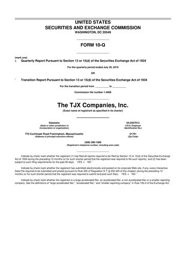 Thumbnail TJX Companies 10-Q Quarterly Report FY2017 