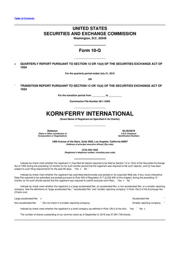 Miniature Korn Ferry
 10-Q Rapport trimestriel  