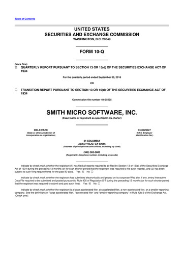 Miniature Smith Micro Software
 10-Q Rapport trimestriel 2016 