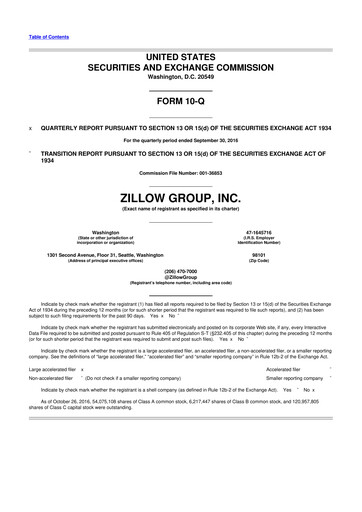 Thumbnail Zillow 10-Q Quarterly Report FY2016 