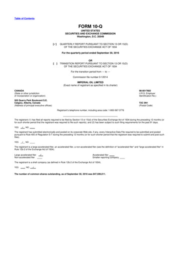Vorschaubild Imperial Oil
 10-Q Quartalsbericht 2016 