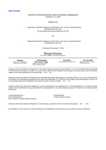 Thumbnail Morgan Stanley 10-Q Quarterly Report FY2016 
