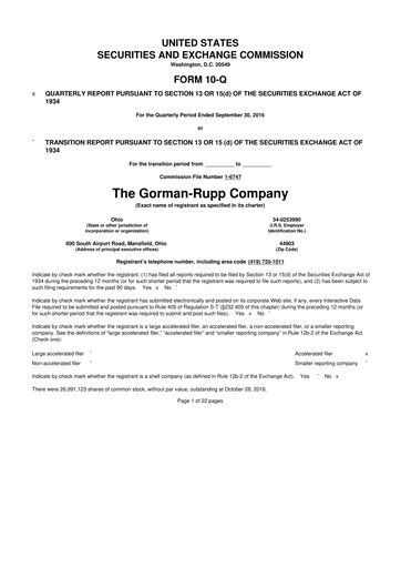 Thumbnail Gorman-Rupp 10-Q Quarterly Report FY2016 