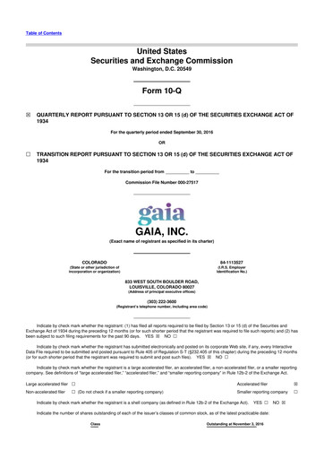 Thumbnail Gaia 10-Q Quarterly Report FY 