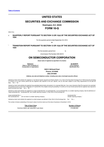 Thumbnail ON Semiconductor 10-Q Quarterly Report FY2016 