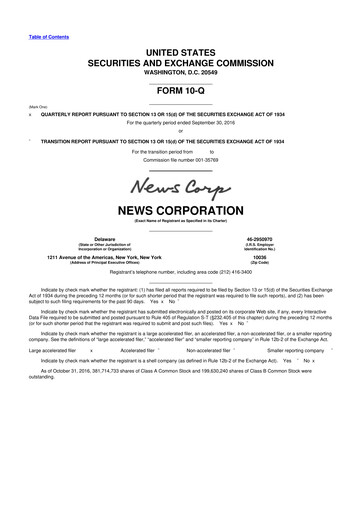 Thumbnail News Corp 10-Q Quarterly Report FY2017 