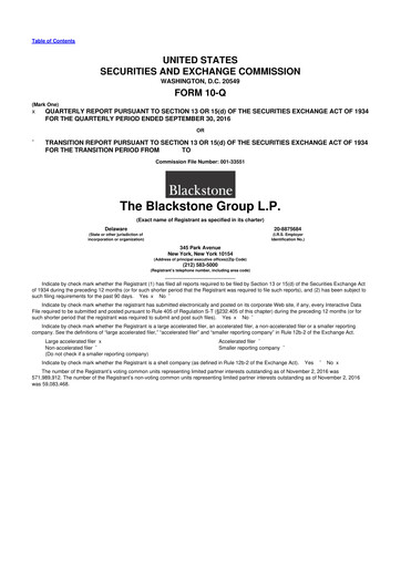 Thumbnail Blackstone Group 10-Q Quarterly Report FY2016 
