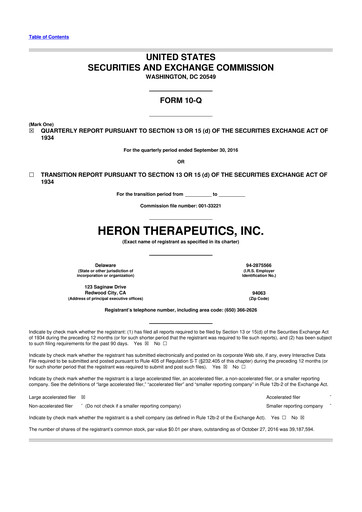 Miniature Heron Therapeutics 10-Q Rapport trimestriel 2016 