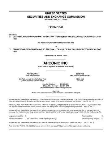 Thumbnail Howmet Aerospace
 10-Q Quarterly Report FY2016 