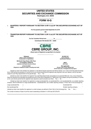Thumbnail CBRE Group
 10-Q Quarterly Report FY2016 