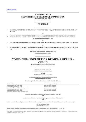 Thumbnail Cemig 20-F Annual Report 