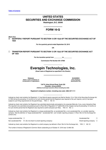 Miniature Everspin Technologies 10-Q Rapport trimestriel 2016 