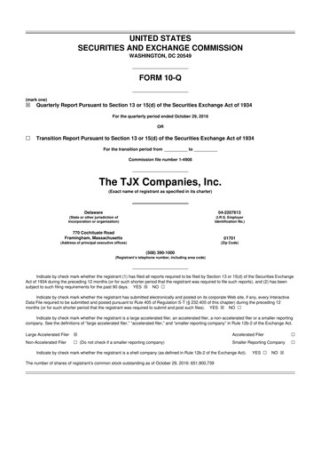 Thumbnail TJX Companies 10-Q Quarterly Report FY2017 