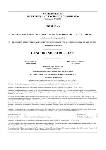 Thumbnail Gencor Industries
 10-K Annual Report 2016