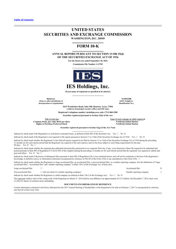 Thumbnail IES Holdings 10-K Annual Report 2016