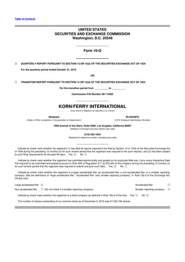 Miniature Korn Ferry
 10-Q Rapport trimestriel  