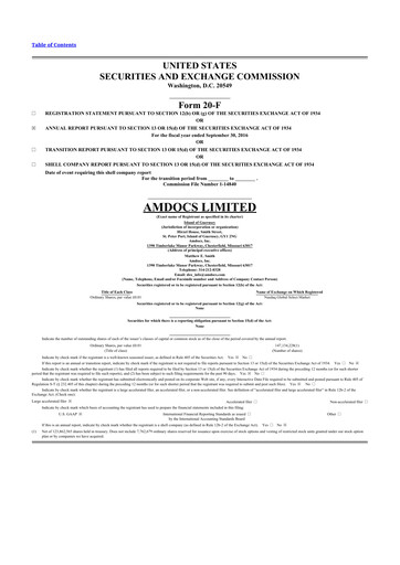 Thumbnail Amdocs 20-F Annual Report 2016