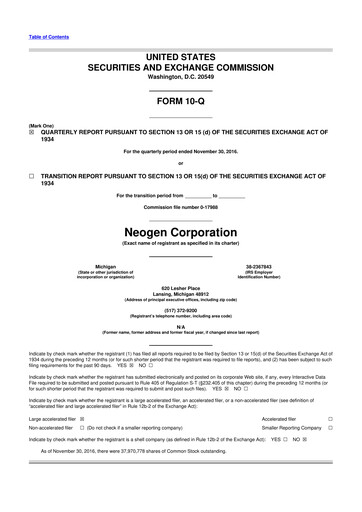 Thumbnail Neogen 10-Q Quarterly Report FY2017 