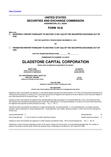 Thumbnail Gladstone Capital Corporation 10-Q Quarterly Report FY 