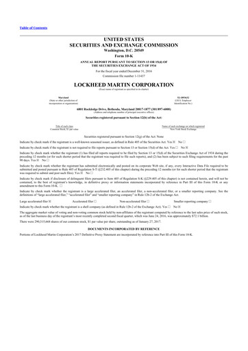 Thumbnail Lockheed Martin 10-K Annual Report 2016