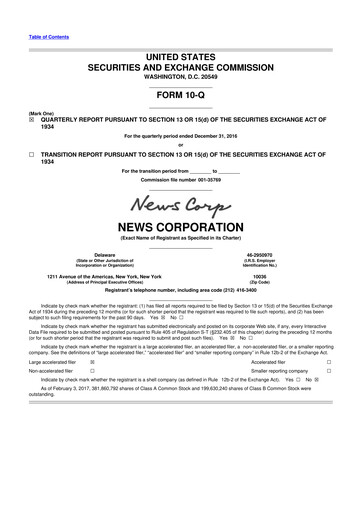 Thumbnail News Corp 10-Q Quarterly Report FY2017 