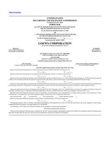 Thumbnail Loews Corporation
 10-K Annual Report 2016