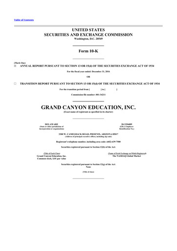 Thumbnail Grand Canyon Education 10-K Annual Report 2016