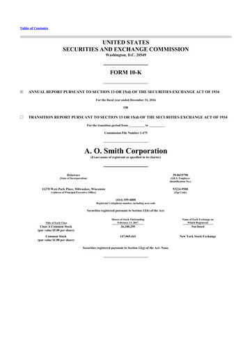 Thumbnail A. O. Smith 10-K Annual Report 2016